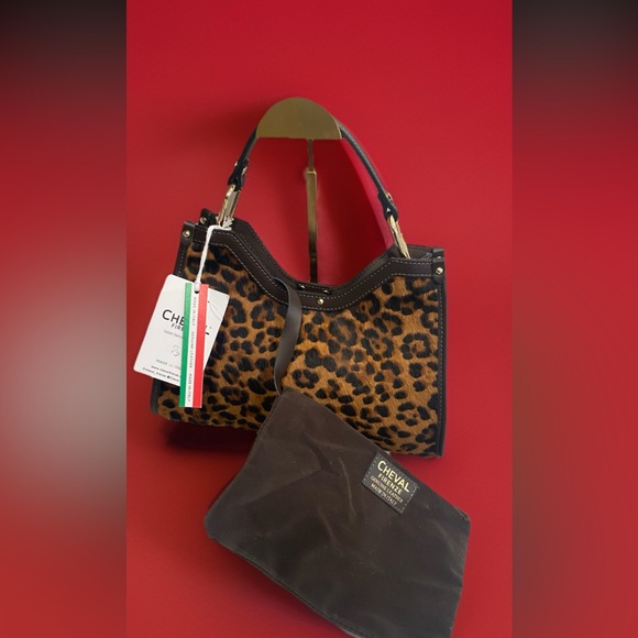 🆕 Cheval Firenze 🇮🇹 Leather Leopard Print Crossbody Handbag With Pouch - Picture 3 of 15